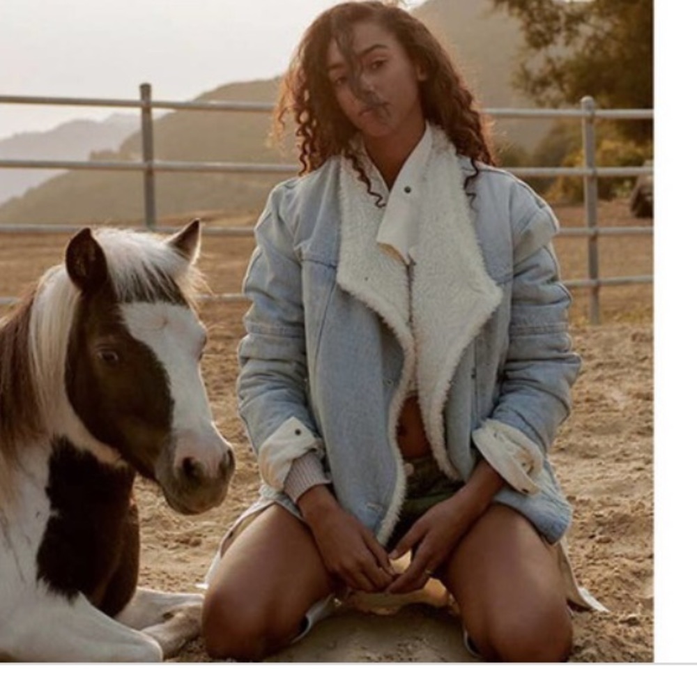 Free People Twisted heart cozy Denim and Sherpa jacket